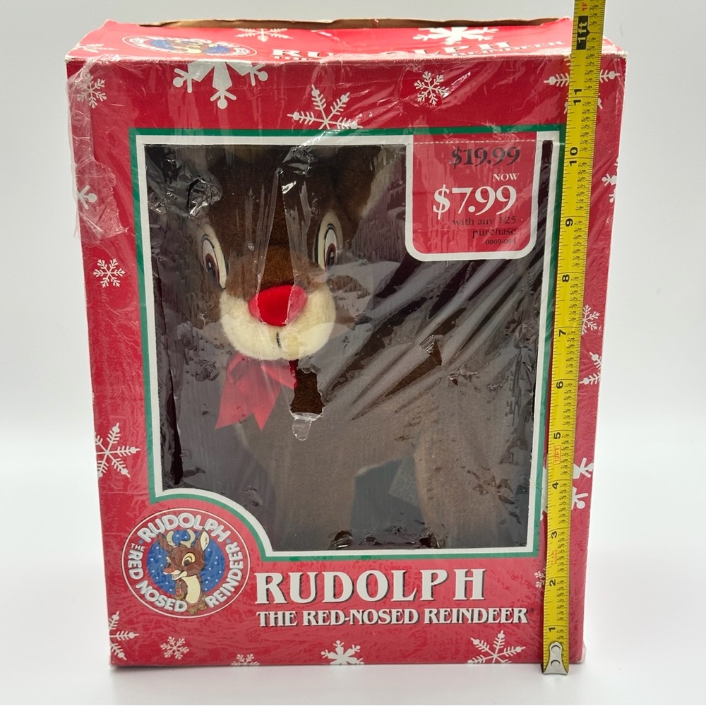 Applause Rudolph The Red Nosed Reindeer Plush Christmas 10in Damaged Box Vintage - Picture 10 of 11